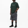 Jersey de cuello redondo de manga corta para hombre de Balenciaga con estampado de letras, verde, 612966TIV543011
