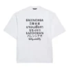 Jersey de cuello redondo de manga corta para hombre de Balenciaga con estampado de palabras, blanco, 641614TJVI39040