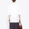 Jersey de cuello redondo de manga corta para hombre de Balenciaga con estampado de palabras, blanco, 641614TJVI39040