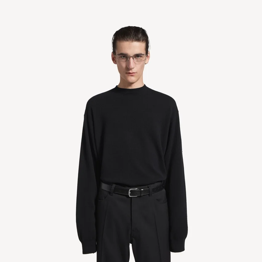 Jersey de cuello redondo para hombre en negro Jersey de cuello redondo para hombre en negro