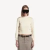 Jersey de cuello redondo para mujer en color crema