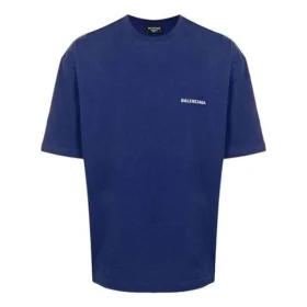 Jersey de cuello redondo y manga corta con logotipo de Balenciaga para hombre, colección Otoño-Invierno 2021, azul, 612966TIVG53967 Jersey de cuello redondo y manga corta con logotipo de Balenciaga para hombre, colección Otoño-Invierno 2021, azul, 612966TIVG53967
