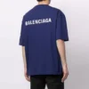Jersey de cuello redondo y manga corta con logotipo de Balenciaga para hombre, colección Otoño-Invierno 2021, azul, 612966TIVG53967
