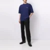 Jersey de cuello redondo y manga corta con logotipo de Balenciaga para hombre, colección Otoño-Invierno 2021, azul, 612966TIVG53967