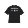Jersey de cuello redondo y manga corta para hombre Balenciaga x WFP 1.ª generación con estampado del logotipo, negro 612966THV841000