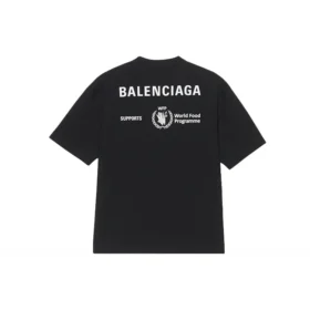 Jersey de cuello redondo y manga corta para hombre Balenciaga x WFP 1.ª generación con estampado del logotipo, negro 612966THV841000 Jersey de cuello redondo y manga corta para hombre Balenciaga x WFP 1.ª generación con estampado del logotipo, negro 612966THV841000