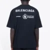 Jersey de cuello redondo y manga corta para hombre Balenciaga x WFP 1.ª generación con estampado del logotipo, negro 612966THV841000