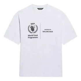 Jersey de cuello redondo y manga corta para hombre Balenciaga x WFP, primera generación, con estampado del logotipo, gris 612966THV841167 Jersey de cuello redondo y manga corta para hombre Balenciaga x WFP, primera generación, con estampado del logotipo, gris 612966THV841167