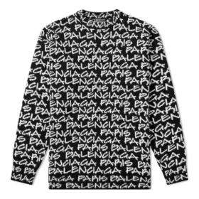Jersey de intarsia «Black White» de Balenciaga Paris con estampado integral 599826T31701070