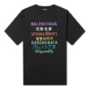 Jersey de manga corta con estampado multilingüe para hombre, negro 612966TJVI32771