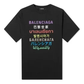 Jersey de manga corta con estampado multilingüe para hombre, negro 612966TJVI32771 Jersey de manga corta con estampado multilingüe para hombre, negro 612966TJVI32771