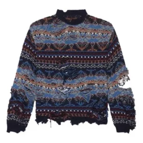 Jersey de mezcla de lana con diseño Fair Isle desgastado «Azul» 662518T16028088