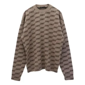Jersey de punto de cuello redondo con estampado integral «Beige» 733859T32539378 Jersey de punto de cuello redondo con estampado integral «Beige» 733859T32539378
