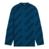 Jersey de punto de lana con cuello redondo y logotipo integral «Azul petróleo» 657400T15672470