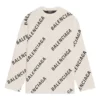 Jersey de punto de lana con cuello redondo y logotipo integral «White» 657401T32009054