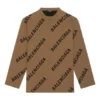 Jersey de punto de lana con cuello redondo y logotipo por toda la prenda «Marrón claro» 657401T32002900