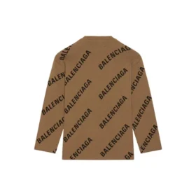 Jersey de punto de lana con cuello redondo y logotipo por toda la prenda «Marrón claro» 657401T32002900 Jersey de punto de lana con cuello redondo y logotipo por toda la prenda «Marrón claro» 657401T32002900
