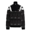 Jersey deportivo de punto jacquard con mezcla de tejidos y media cremallera «Negro Gris» 675289T16171240