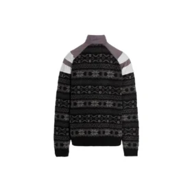 Jersey deportivo de punto jacquard con mezcla de tejidos y media cremallera «Negro Gris» 675289T16171240