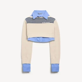 Jersey híbrido de mujer en azul marino/blanco