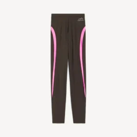 Leggings técnicos para mujer en marrón caqui/rosa neón