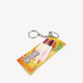 Llavero/colgante para hombre con forma de bolsa de aperitivos en color amarillo