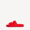 Mules abiertos de pelo para hombre en naranja pop/blanco/rojo