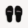 Mules abiertos con pelo para mujer en negro Mules abiertos con pelo para mujer en negro