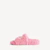 Mules abiertos de pelo sintético para mujer en rosa dulce Mules abiertos de pelo sintético para mujer en rosa dulce