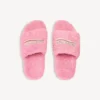 Mules abiertos de pelo sintético para mujer en rosa dulce Mules abiertos de pelo sintético para mujer en rosa dulce