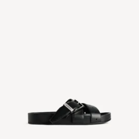 Mules con cinturón para hombre en negro