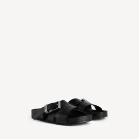 Mules con cinturón para hombre en negro