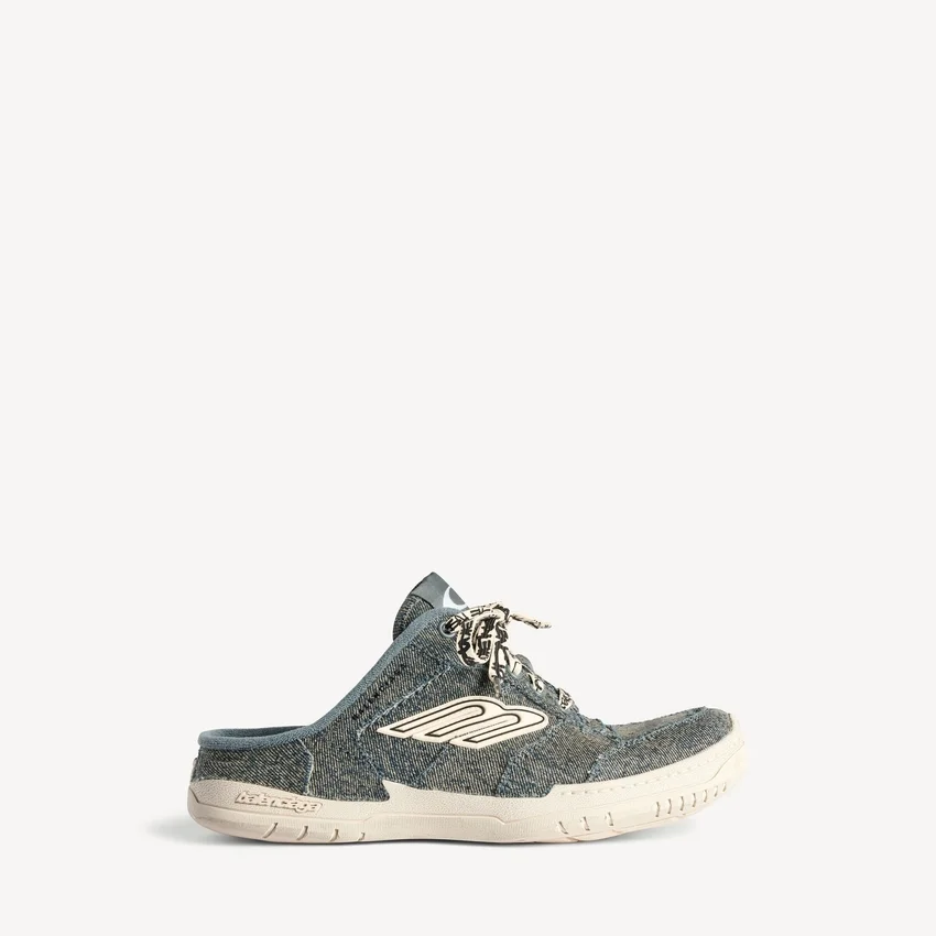 Mules de denim «Hamptons» para mujer en azul/blanco roto Mules de denim «Hamptons» para mujer en azul/blanco roto
