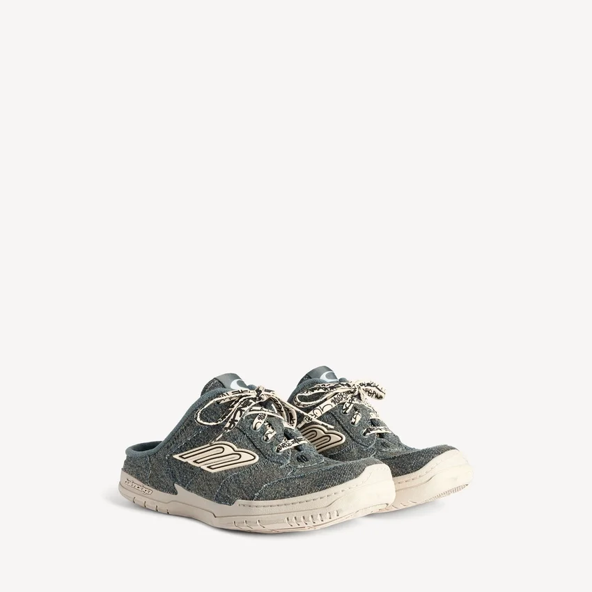 Mules de denim «Hamptons» para mujer en azul/blanco roto Mules de denim «Hamptons» para mujer en azul/blanco roto