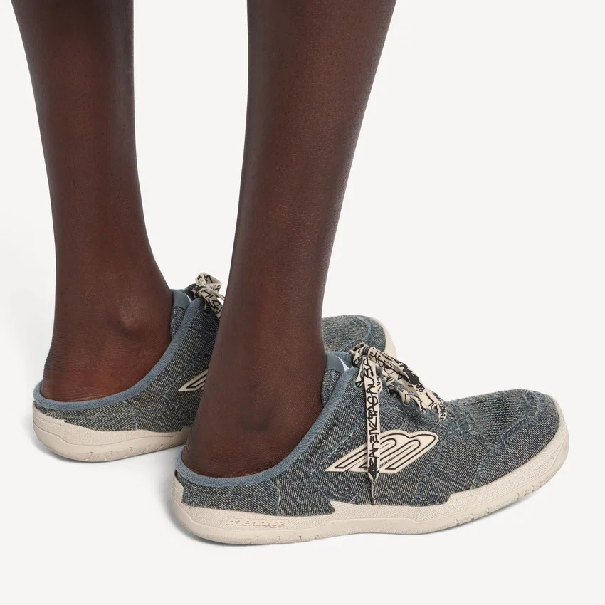 Mules de denim «Hamptons» para mujer en azul/blanco roto Mules de denim «Hamptons» para mujer en azul/blanco roto