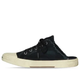 Mules «Paris» «Algodón desgastado negro y goma blanca» 693952W3RC31090