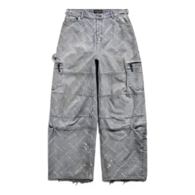 Pantalones cargo con estampado diagonal «Light Blue» 767971TDW144979