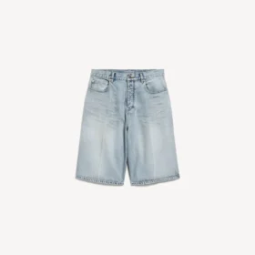 Pantalones cortos de Denim de hombre «Stay Press» en azul claro decolorado