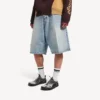 Pantalones cortos de Denim de hombre «Stay Press» en azul claro decolorado