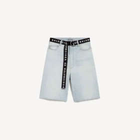Pantalones cortos de hombre con cinturón en azul claro
