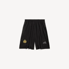 Pantalones cortos holgados de fútbol para hombre en negro