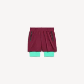 Pantalones cortos técnicos para hombre en color burdeos/aguamarina