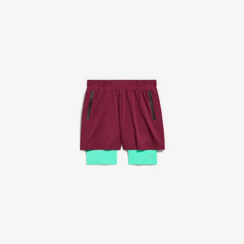 Pantalones cortos técnicos para hombre en color burdeos/aguamarina Pantalones cortos técnicos para hombre en color burdeos/aguamarina