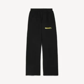 Pantalones de chándal holgados de hombre con estampado de spray desordenado en negro Pantalones de chándal holgados de hombre con estampado de spray desordenado en negro