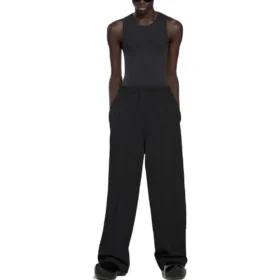 Pantalones de cintura elástica y corte recto «Negro» 743903TNT391000