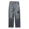 Pantalones de Denim rectos con estampado de garabatos «Azul» 746986TOW664036