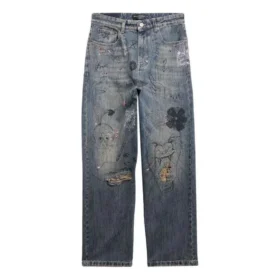 Pantalones de Denim rectos con estampado de garabatos «Azul» 746986TOW664036