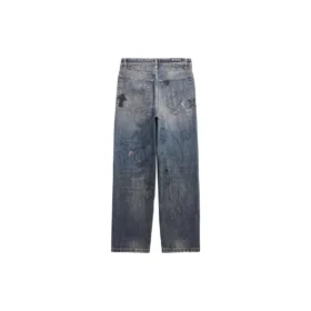 Pantalones de Denim rectos con estampado de garabatos «Azul» 746986TOW664036