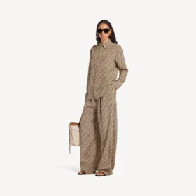 Pantalones de pijama de mujer con monograma en beige/negro
