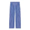Pantalones de popelín de algodón a rayas de corte ancho «Blue» 583438TJM214800
